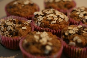 banana, oat and date muffins
