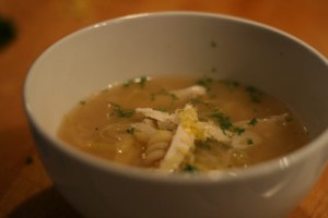 chicken, leek and pasta soup